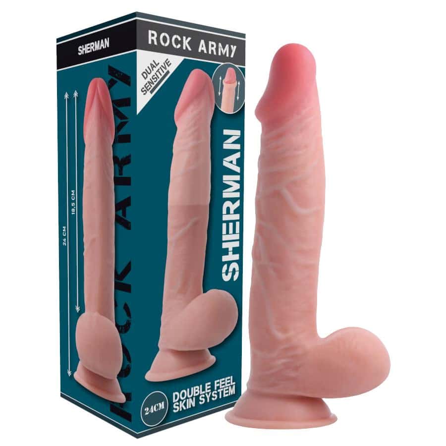 Dildo realistyczne, podwójna gęstość, przyssawka — ROCK ARMY SHERMAN