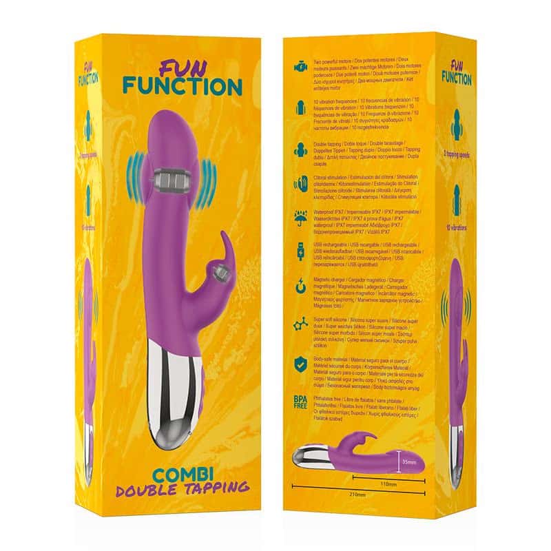 Wibrator z króliczkiem, 2 silniki, magnetyczne ładowanie USB — FUN FUNCTION COMBI