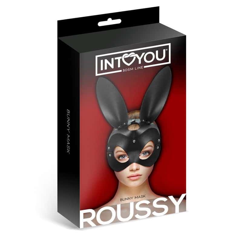 Маска кролика, довгі вуха, регульована — INTOYOU BDSM LINE Roussy Bunny