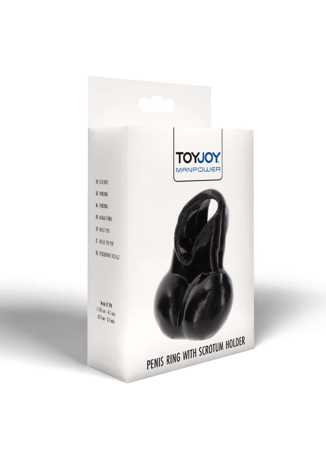 Pierścień na penisa, elastyczny TPR, uchwyt na mosznę — ToyJoy Manpower