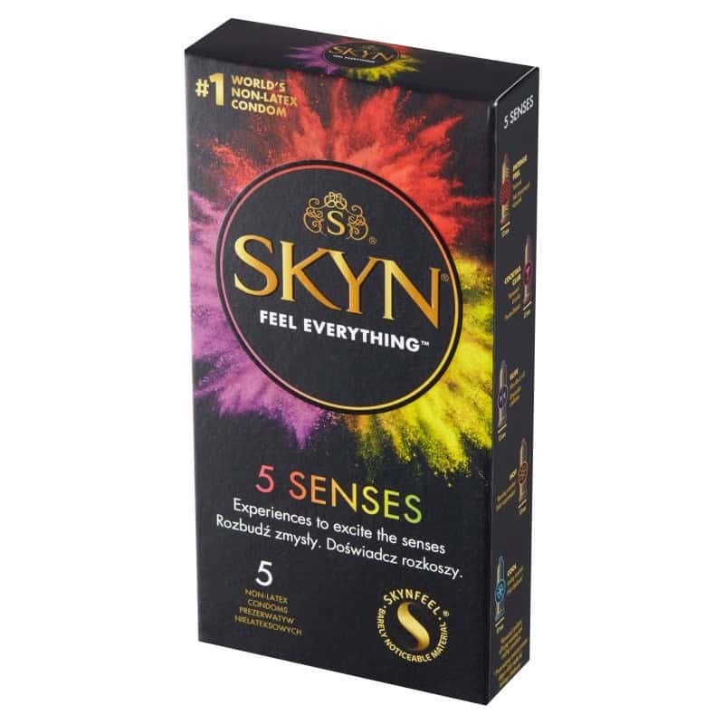 Prezerwatywy, zestaw 5 szt., bez lateksu — SKYN 5 SENSES