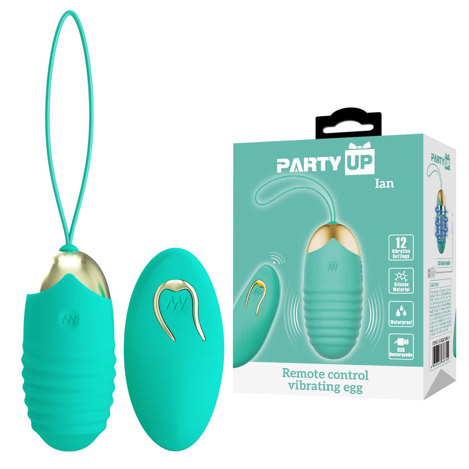 Jajeczko wibrujące, zdalne sterowanie, ładowane USB — Party Up Ian