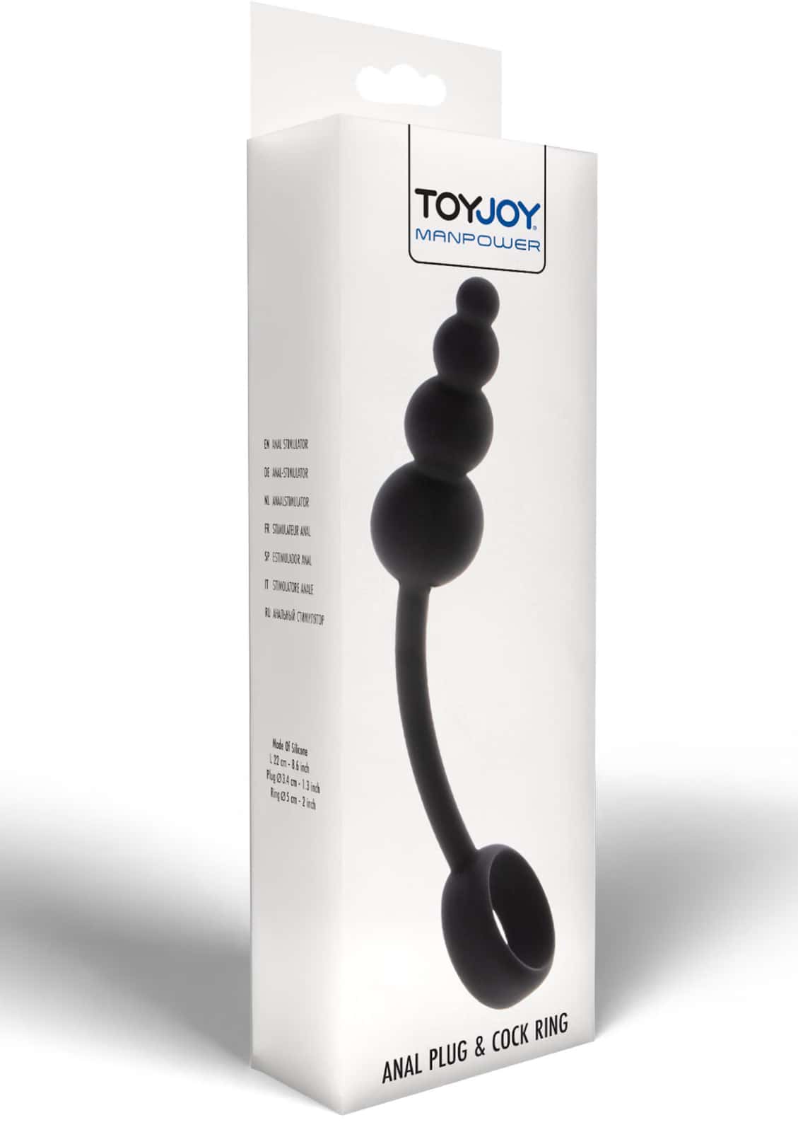 Korek analny z pierścieniem na penisa, silikonowy, rozciągliwy — ToyJoy Manpower