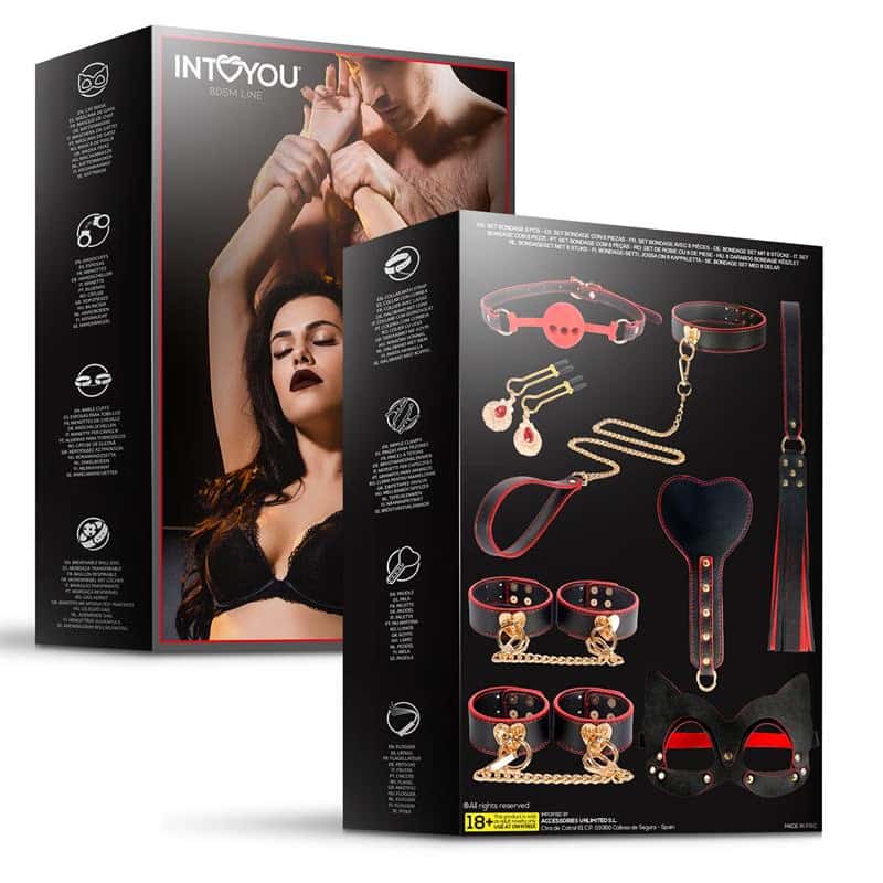 Zestaw do bondage, 8-częściowy, regulowany — INTOYOU BDSM LINE Bondage