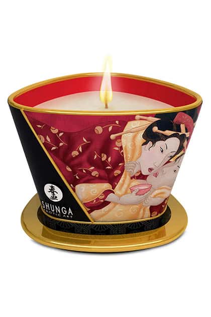 Świeca do masażu, truskawkowa, z naturalnych składników — Shunga Romance