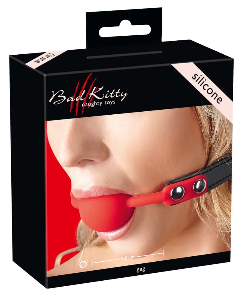 Кляп силіконовий, з регульованим ременем — Bad Kitty Red Gag