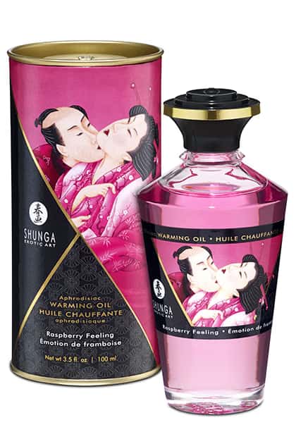 Олія з ефектом розігріву, з ароматом малини — Shunga raspberry feeling