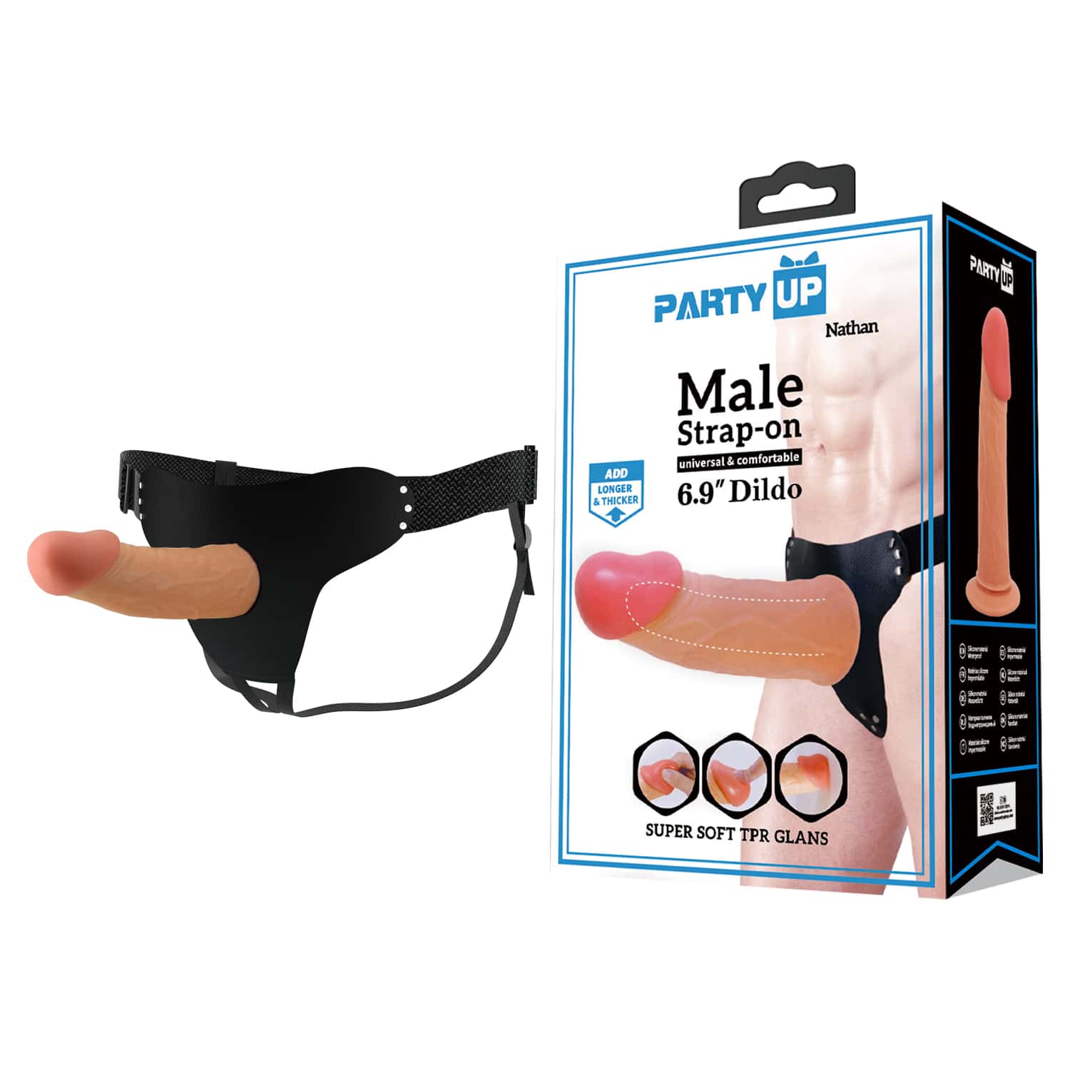 Strap-on, puste wnętrze, TPR — Party Up Nathan
