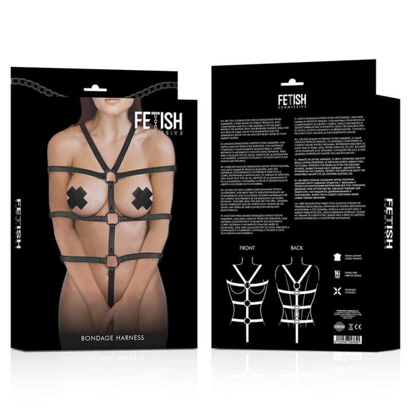 Uprząż do tułowia i ramion, regulowana, skóra wegańska — FETISH SUBMISSIVE Harness