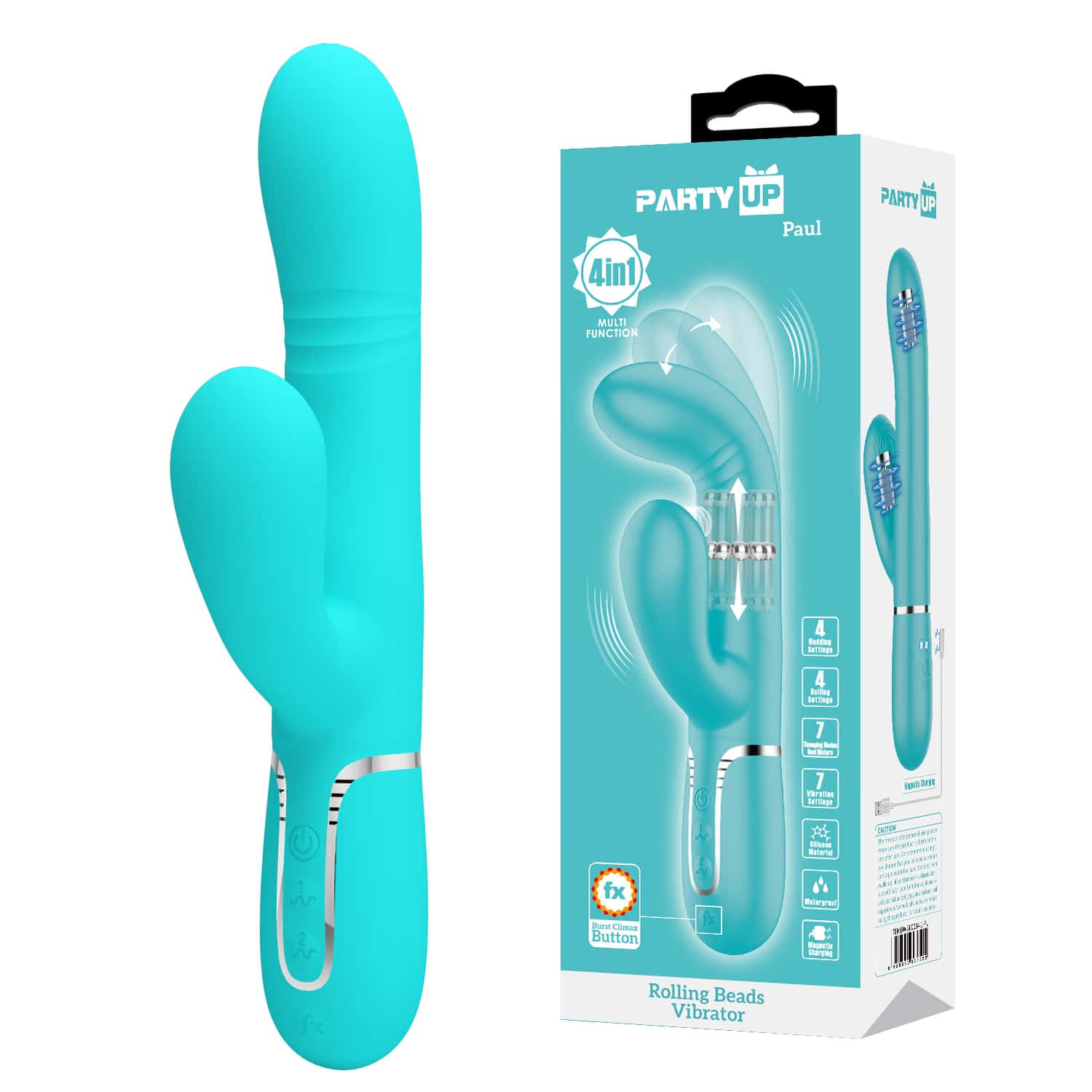 Wibrator króliczek, silikon, magnetyczne ładowanie USB — Party Up Paul