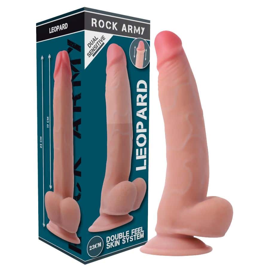 Dildo realistyczne, podwójna gęstość, przyssawka — rock army leopard