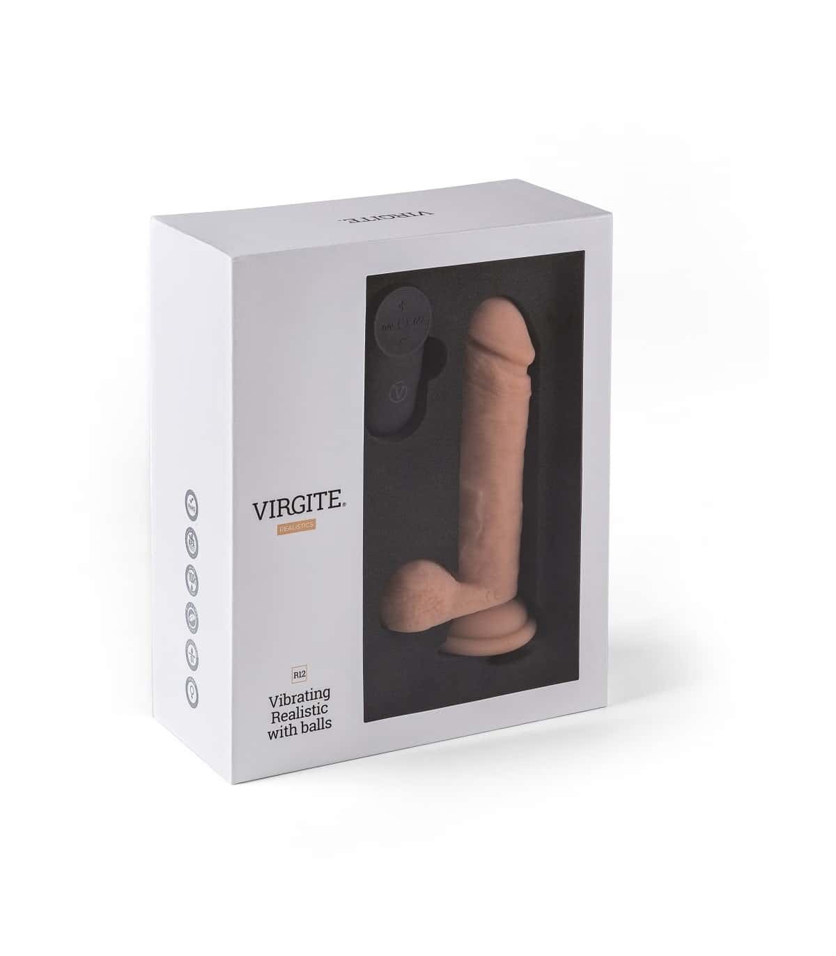 Wibrator realistyczny, 14.4 cm, pilot — VIRGITE - REALISTICS R12