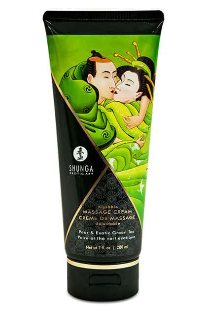 Крем для масажу, їстівний, зі смаком груші та зеленого чаю — Shunga massage cream