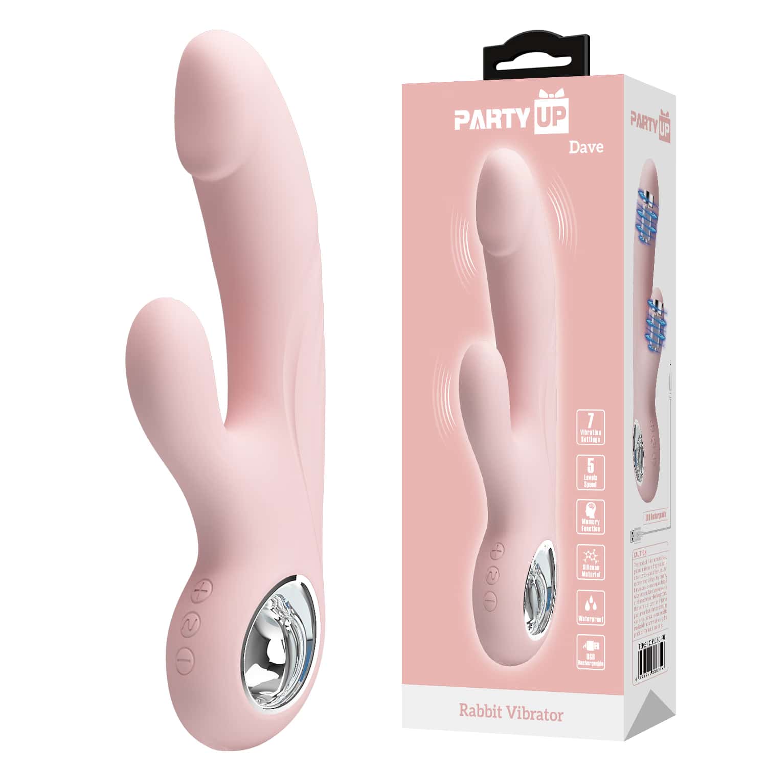 Wibrator króliczek, podwójna stymulacja, ładowany USB — Party Up Dave