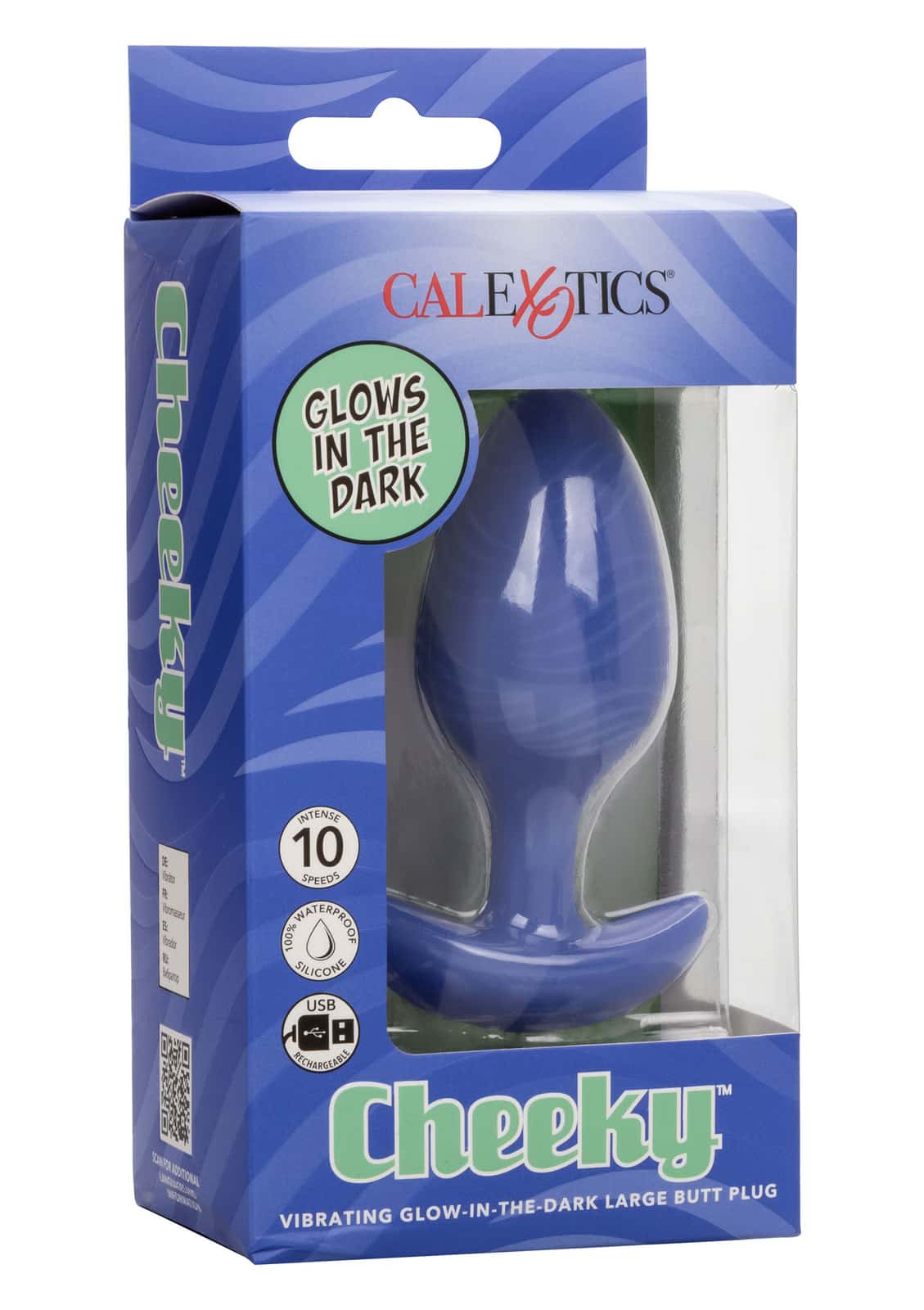 Анальна пробка, силікон, світиться в темряві — CalExotics Cheeky L