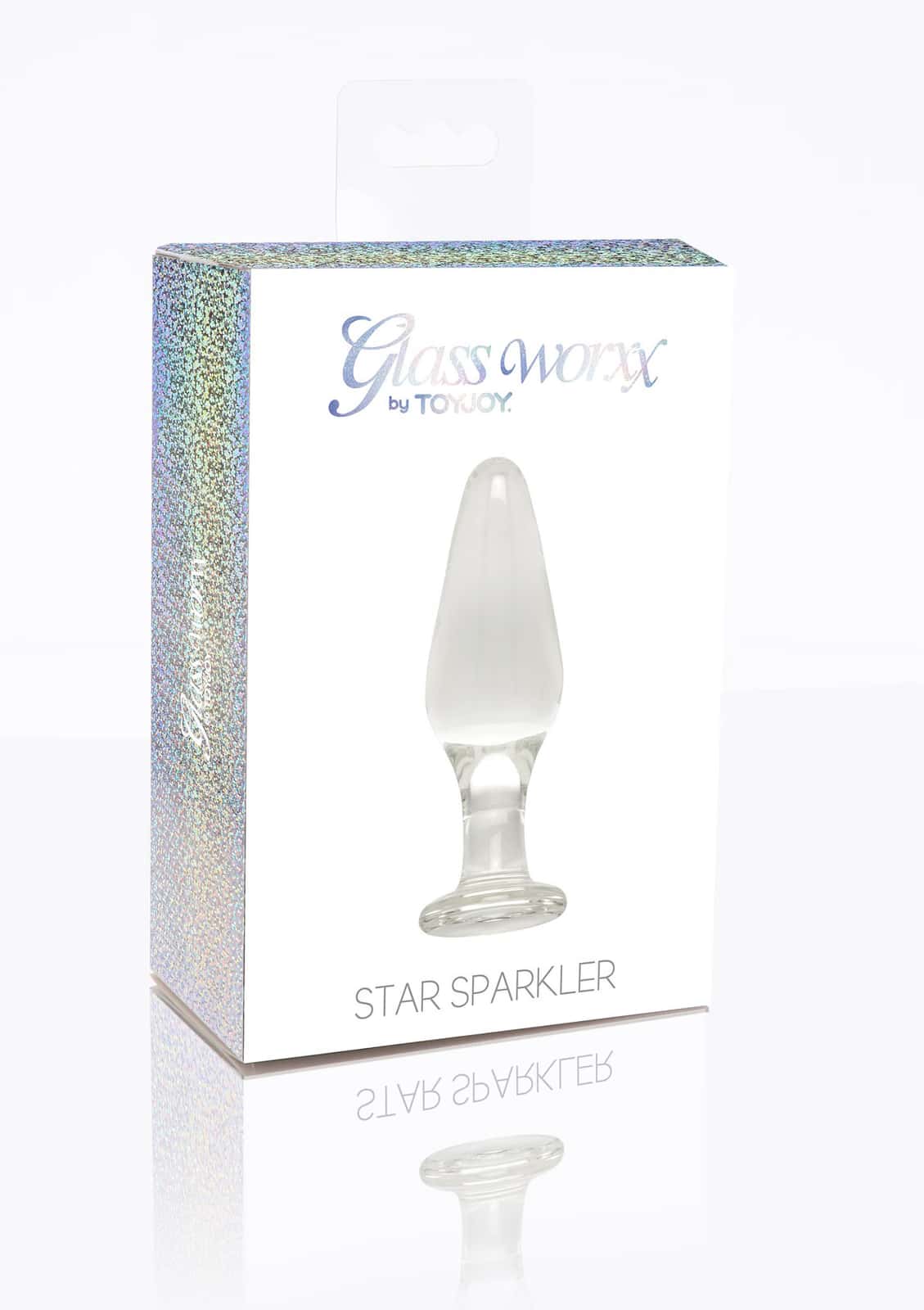 Korek analny, szklany, z rozszerzoną podstawą — ToyJoy Star Sparkler
