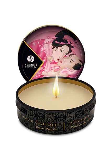 Świeca do masażu, róża, naturalne składniki — Shunga mini