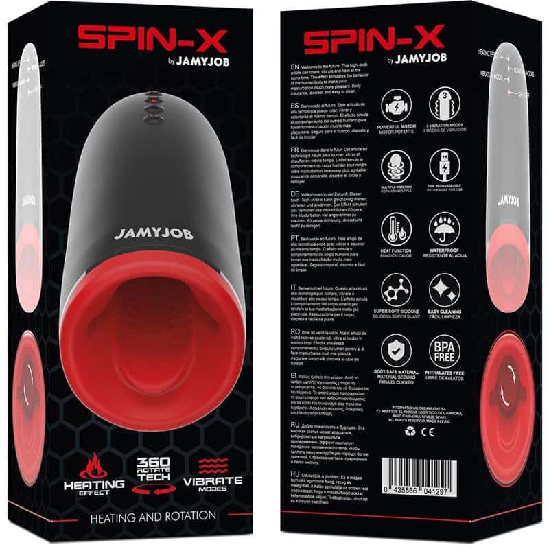 Masturbator męski, ogrzewanie i rotacja — JAMYJOB SPIN-X
