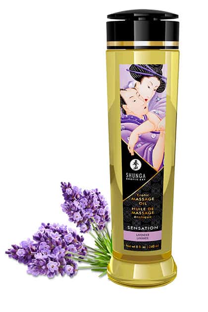 Olejek do masażu, lawendowy, z olejem migdałowym — Shunga Sensation Lavender