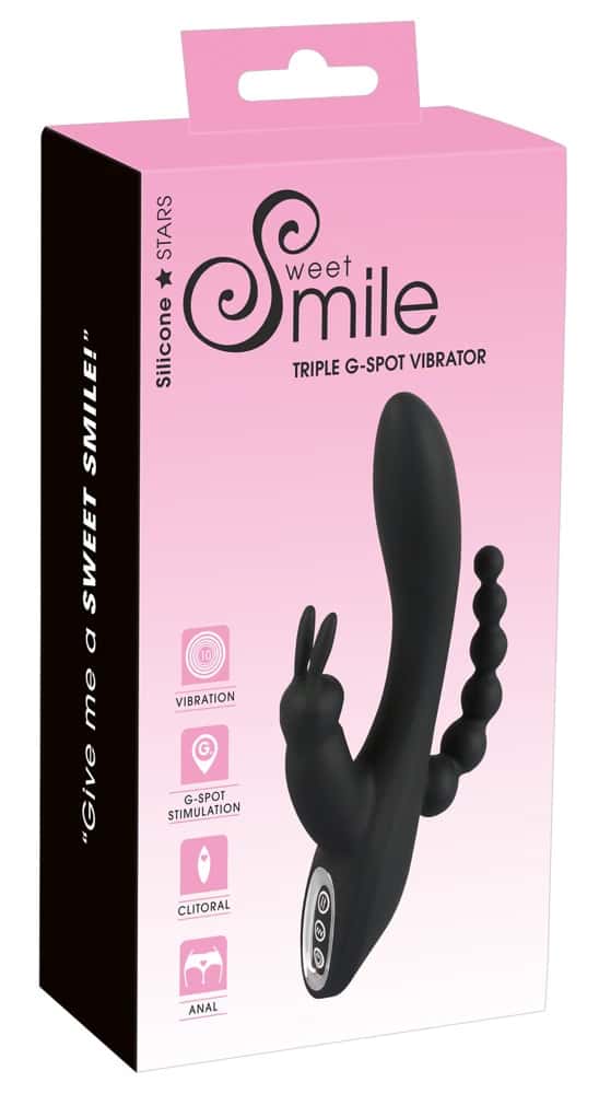 Wibrator z królikiem i koralikami analnymi — Sweet Smile Triple