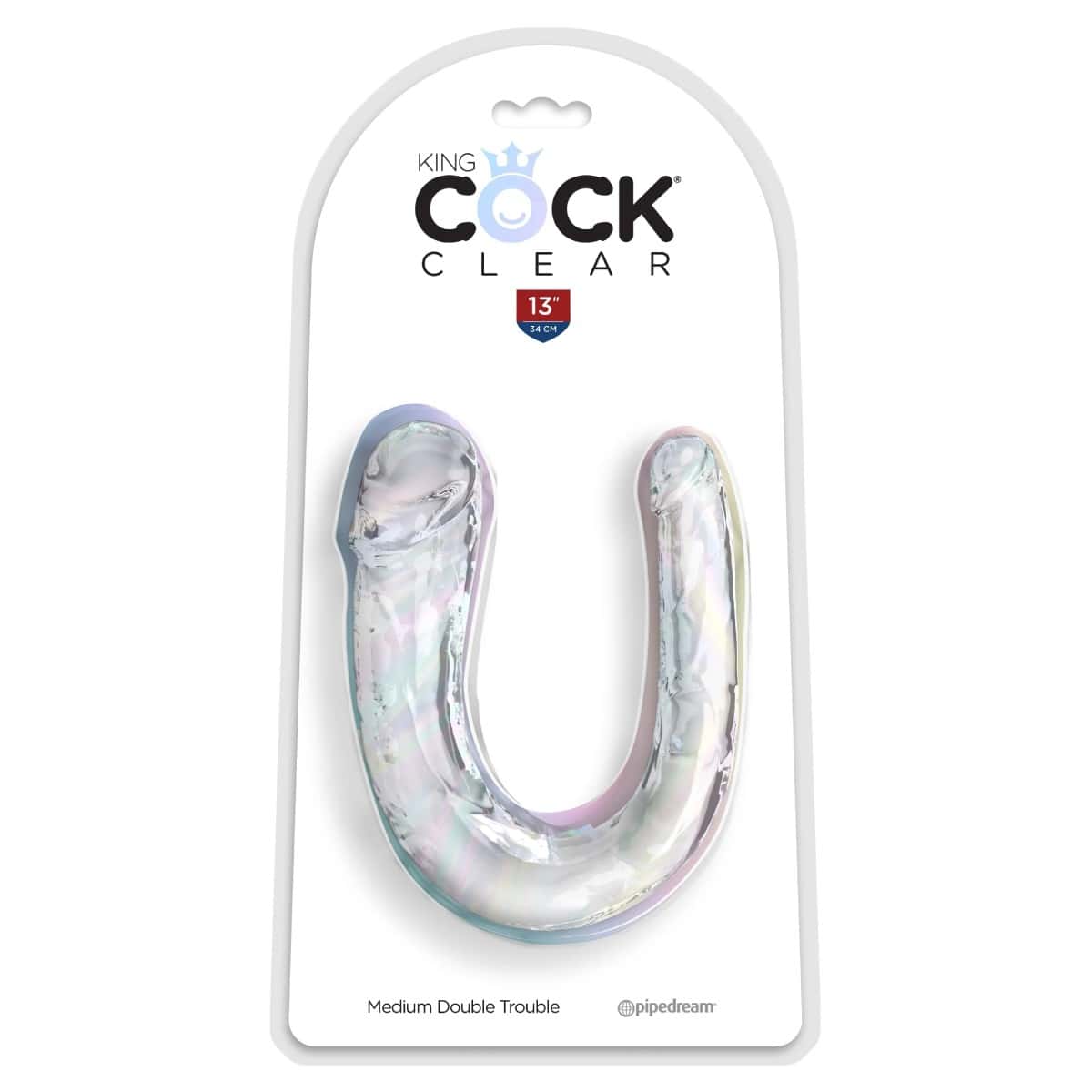 Podwójne dildo 34 cm Clear Medium Double Trouble King Cock