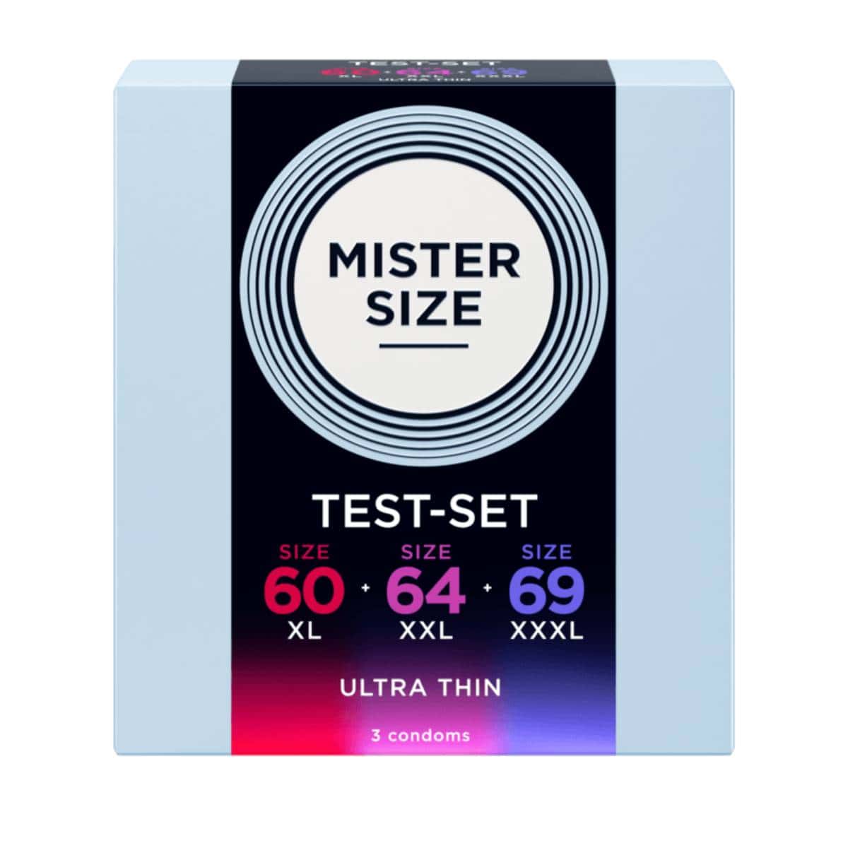 Zestaw 3 Prezerwatyw O Różnej Średnicy Testbox 60-64-69 3 Condoms Mister.Size