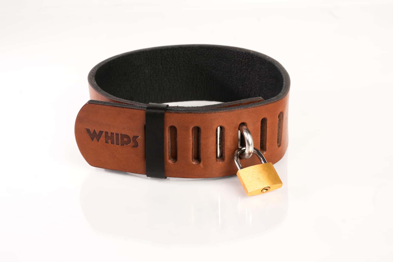 Obroża z kłódką brązowa L Primal Bond Whips