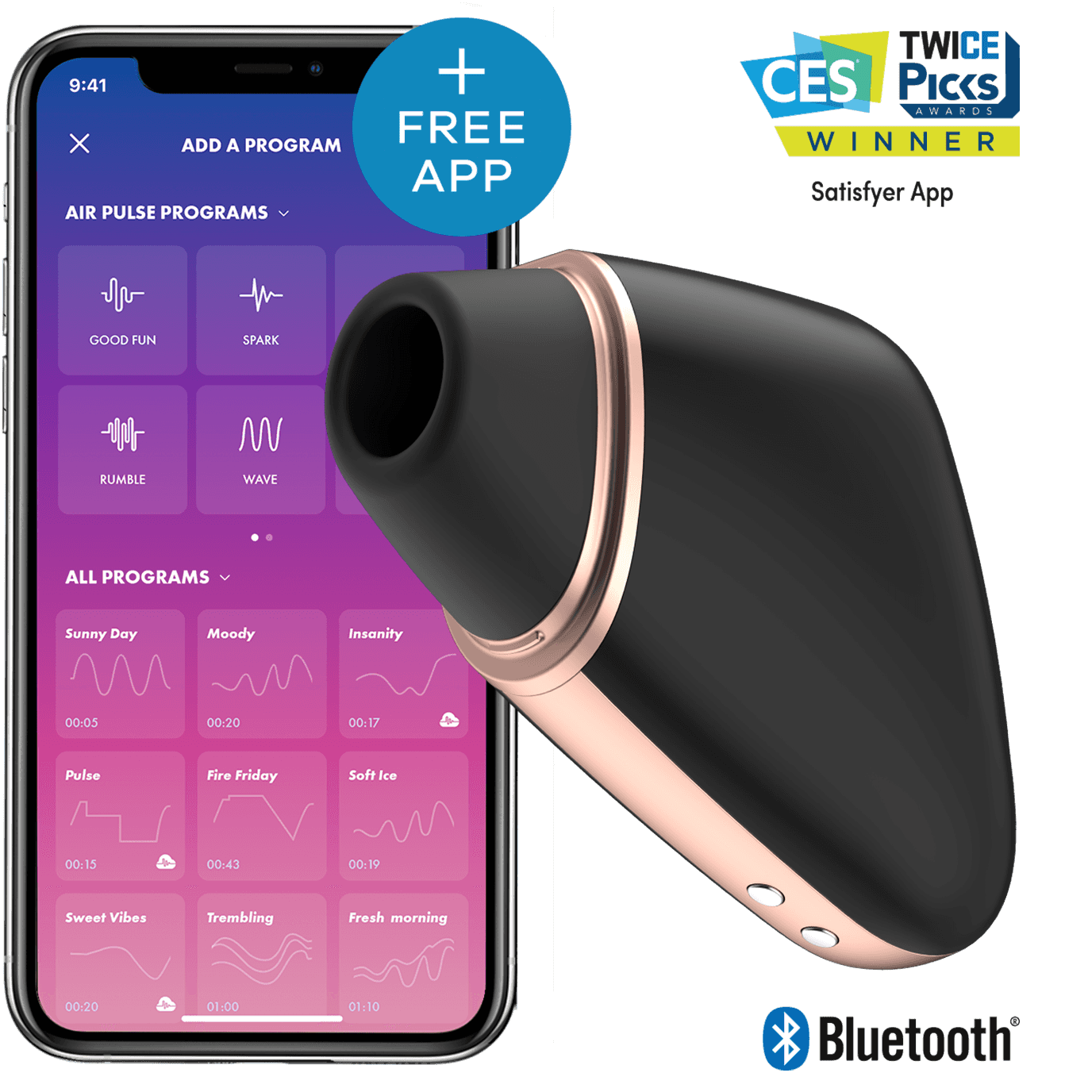 Stymulator Łechtaczki Love Triangle Black With App Satisfyer