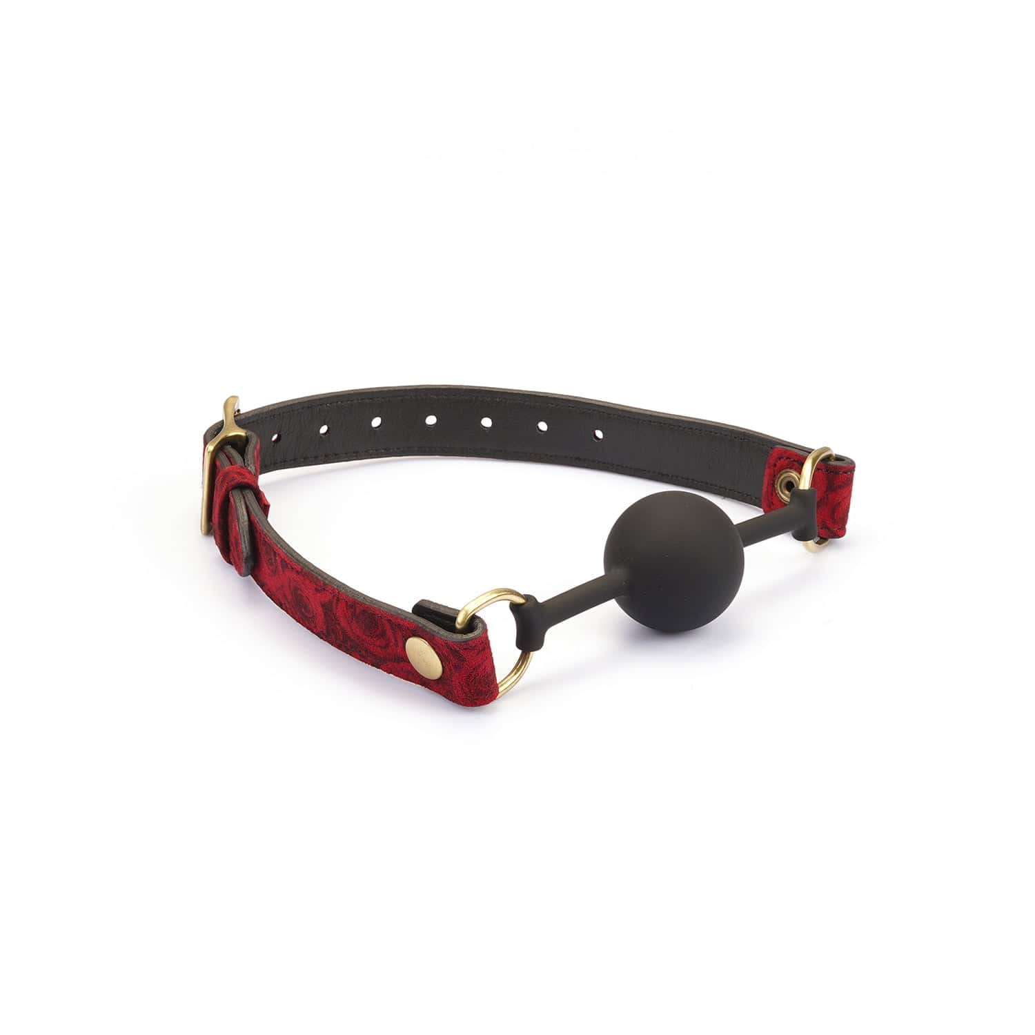 Kinbaku Ukiyoe Bal Gag With Red Rosy Leather Straps Liebe Seele