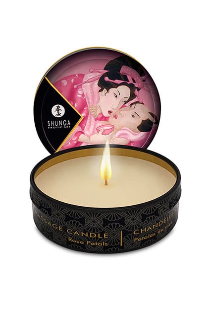 Shunga mini massage candle aphrodisia roses petals