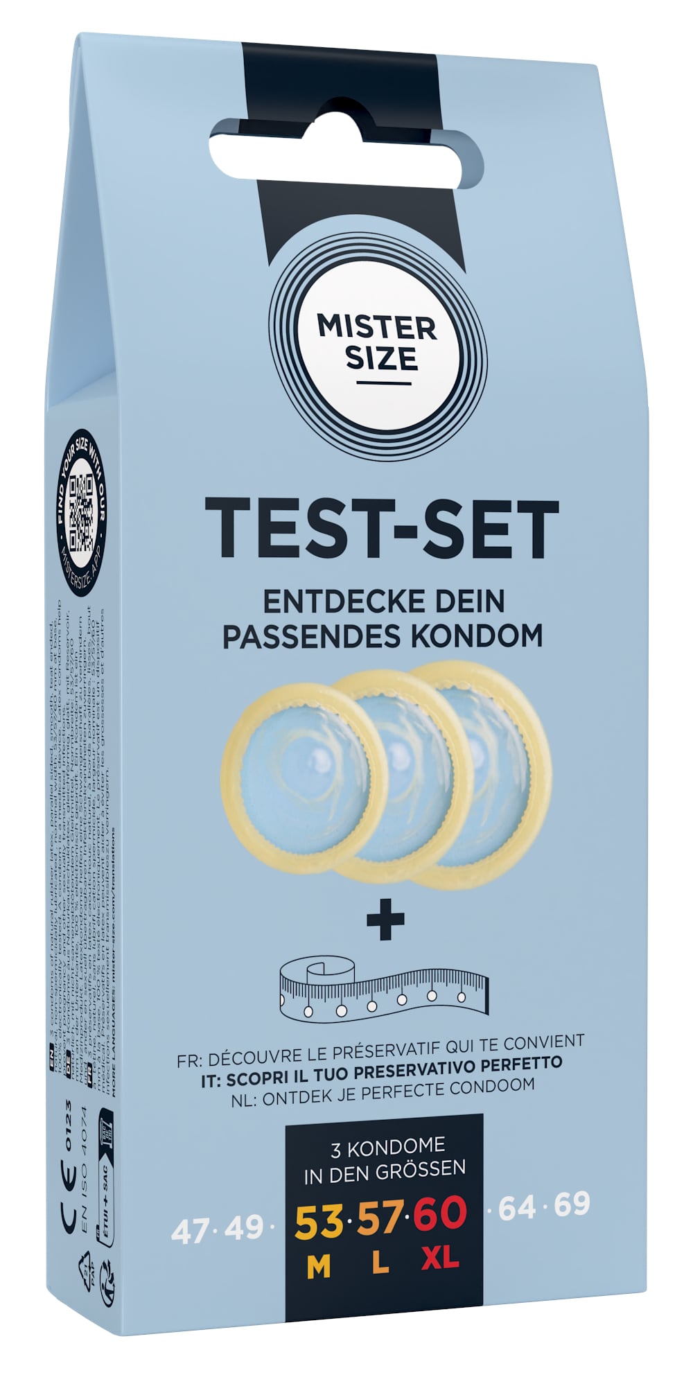 Zestaw prezerwatyw Test-Set 53-57-60 3 Condoms Mister.Size