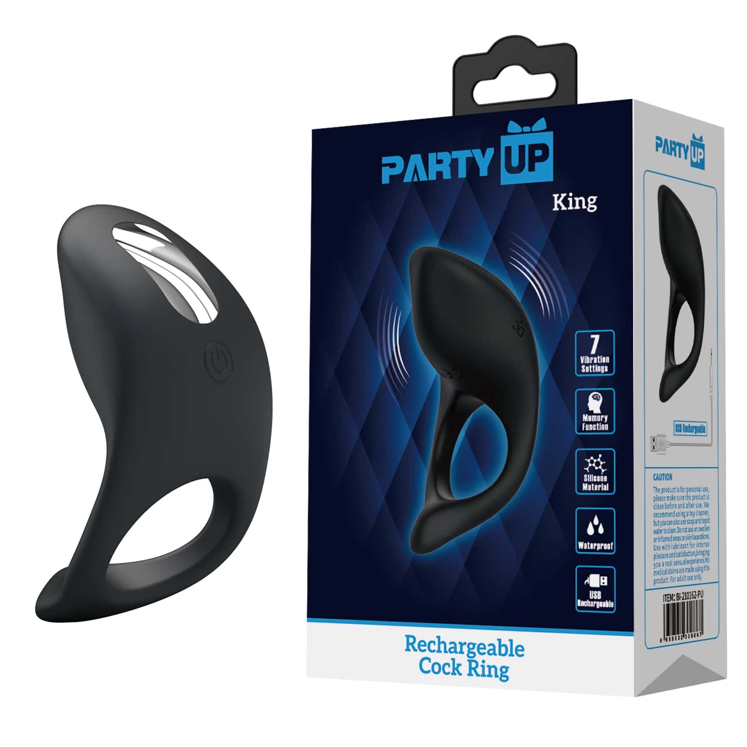 Ерекційне кільце з вібрацією, заряджання USB — Party Up King